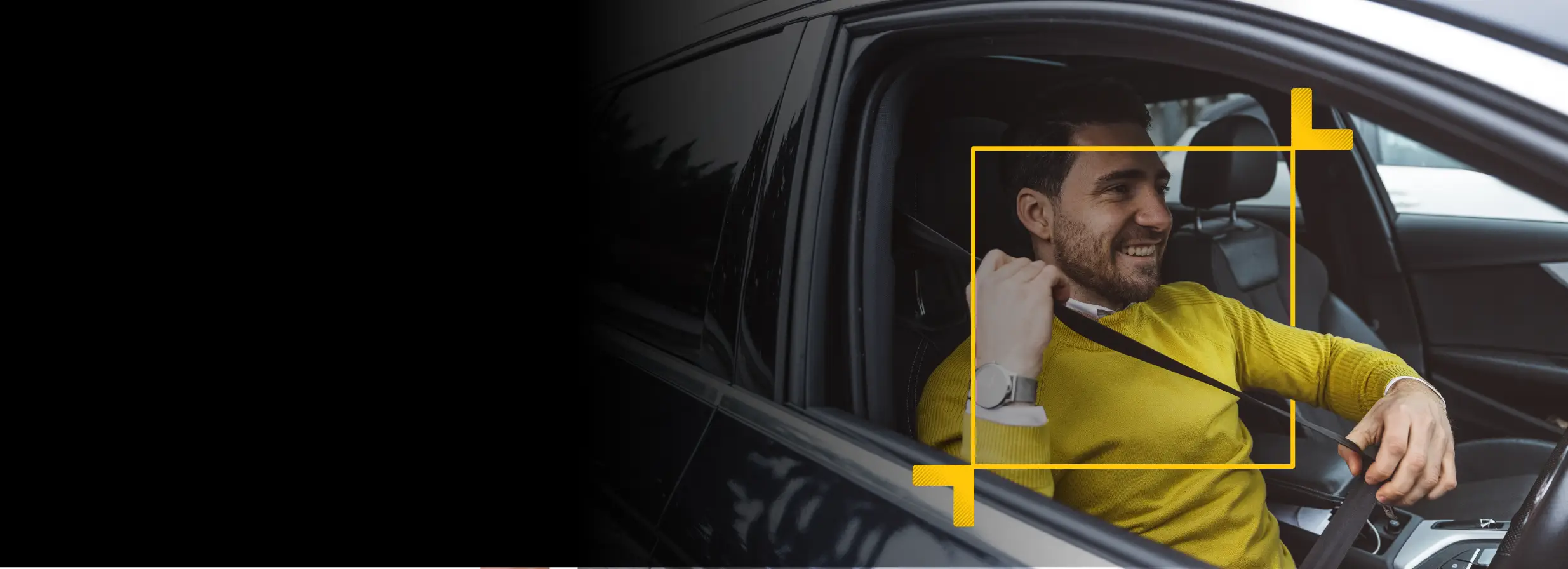 Man fixing seatbelt in a car